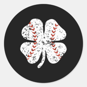 Baseball Shamrock St Patricks Day Pitcher Hitter B Classic Round Sticker
