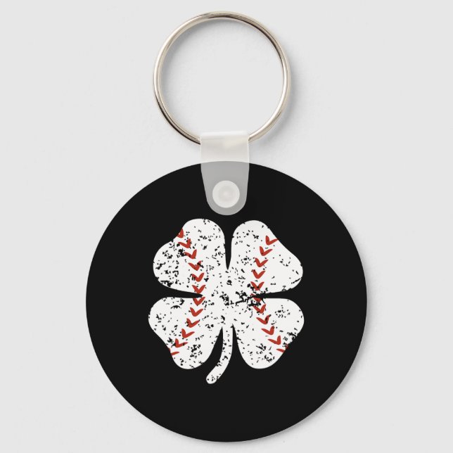Baseball Shamrock St Patricks Day Pitcher Hitter B Key Ring (Front)