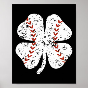 Baseball Shamrock St Patricks Day Pitcher Hitter B Poster