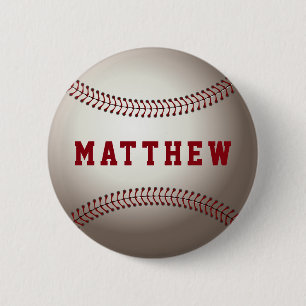 Baseball Shape Personalised Name 6 Cm Round Badge