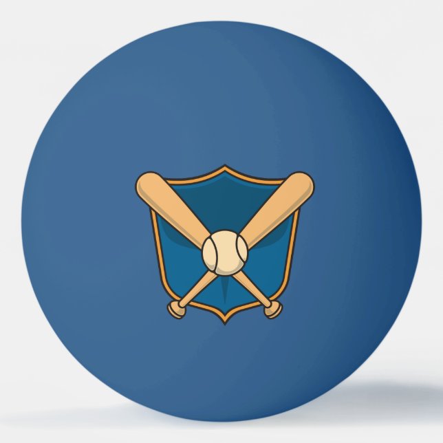 Baseball Shield Blue Ping Pong Ball (Front)