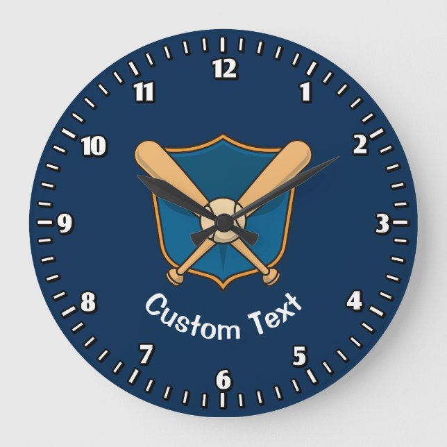Baseball Shield Large Clock (Front)
