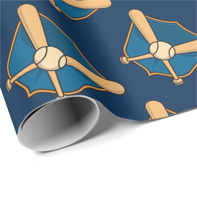 Baseball Shield Wrapping Paper (Roll Corner)