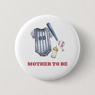 Baseball Shirt Bottle Mother To Be Baby Shower  6 Cm Round Badge