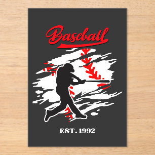 Baseball Silhouette Graphic Design – EST. 1992 Acrylic Invitations