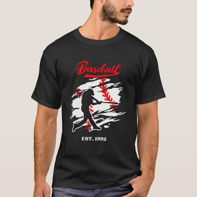 Baseball Silhouette Graphic Design – EST. 1992 T-Shirt (Front)