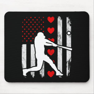 Baseball silhouette heart usa flag hearts american mouse mat