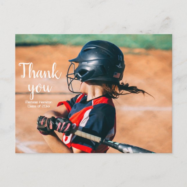 Baseball Simple Sporty Thank you postcard (Front)