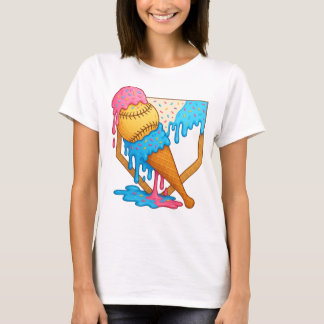 Baseball Sister Brother Drip Ice Cream Baseball T-Shirt