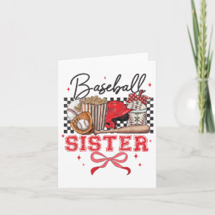 Baseball Sister Coquette Bow Biggest Fan Sport Lov Card