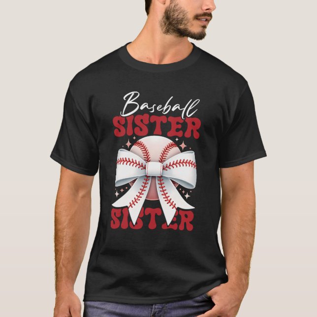 Baseball Sister Coquette Bow Sport Lover Sister Mo T-Shirt (Front)