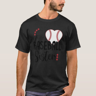 Baseball Sister Love Heart Baseball T-Shirt