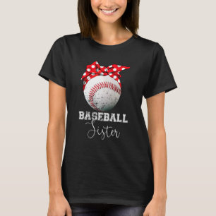 Baseball Sister Vintage Messy Bun Ball  Mothers Da T-Shirt