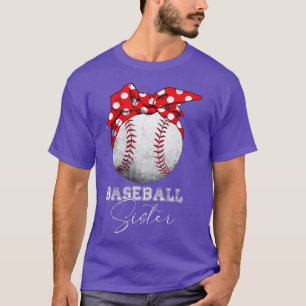 Baseball Sister Vintage Messy Bun Funny Mothers Da T-Shirt