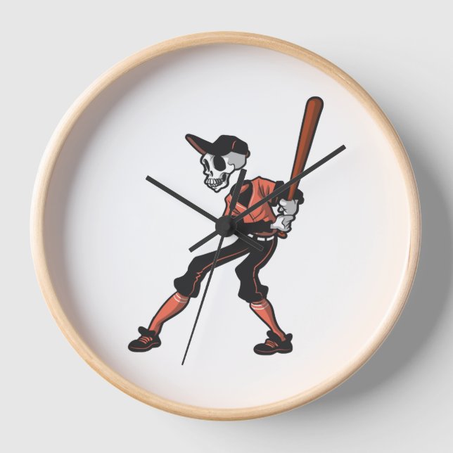 baseball skeleton design for baseball players clock (Front)