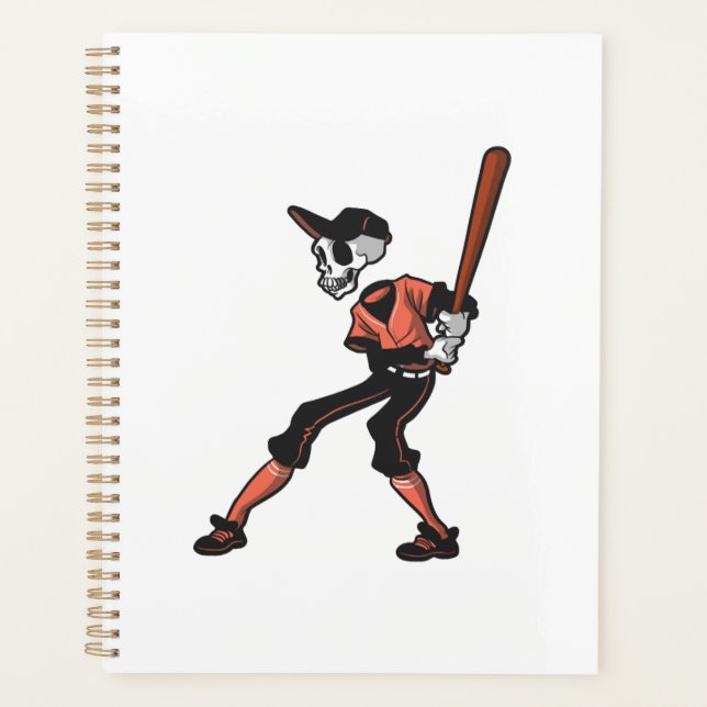 baseball skeleton design for baseball players planner (Front)