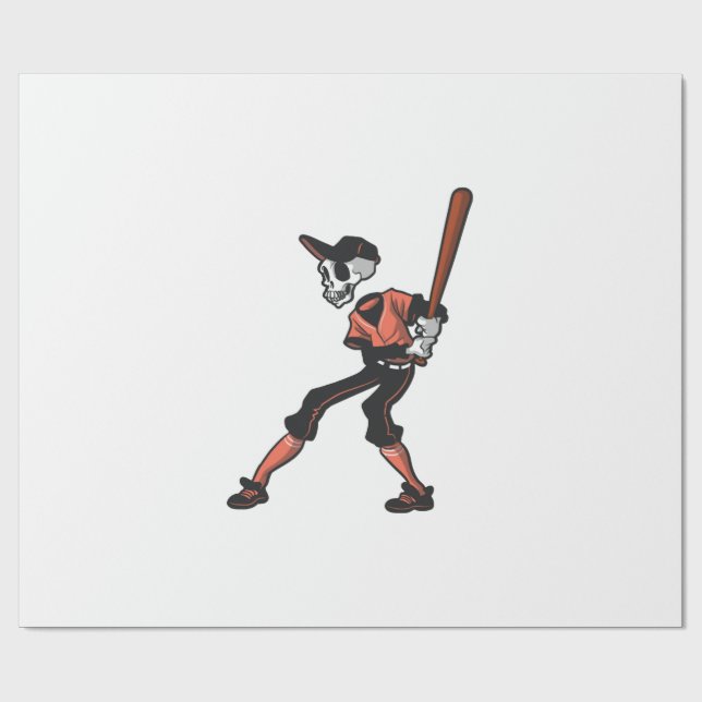 baseball skeleton design for baseball players wrapping paper (Flat)