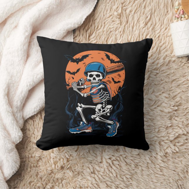 Baseball Skeleton Halloween Baseball Halloween Cushion (Blanket)