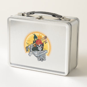 Baseball Skeleton Halloween Baseball Halloween Metal Lunch Box