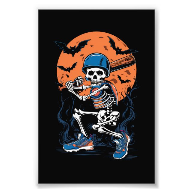 Baseball Skeleton Halloween Baseball Halloween Photo Print (Front)