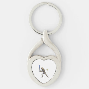 Baseball Skeleton Halloween Key Ring