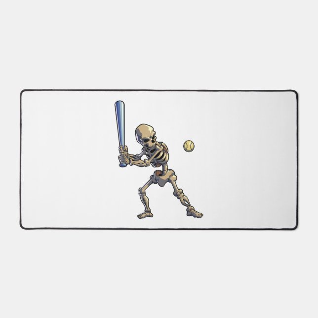Baseball Skeleton Halloween Men Boys Baseball Desk Mat (Front)