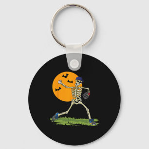 Baseball Skeleton Halloween Men Boys Baseball Hall Key Ring