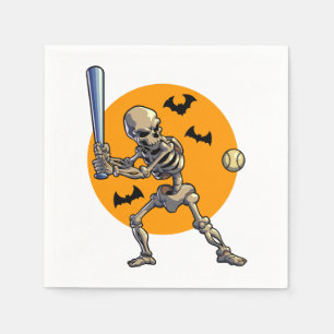 Baseball Skeleton Halloween Men Boys Baseball Hall Napkin