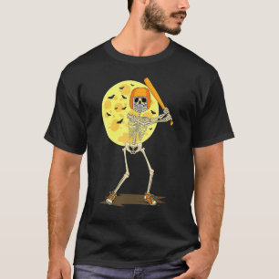 Baseball Skeleton Halloween Men Boys Baseball Hall T-Shirt