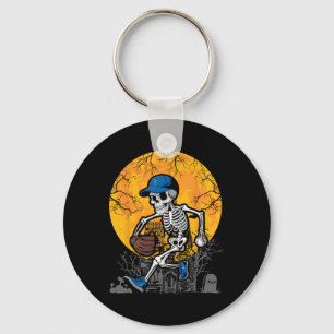Baseball Skeleton Halloween Men Boys Baseball Spoo Key Ring