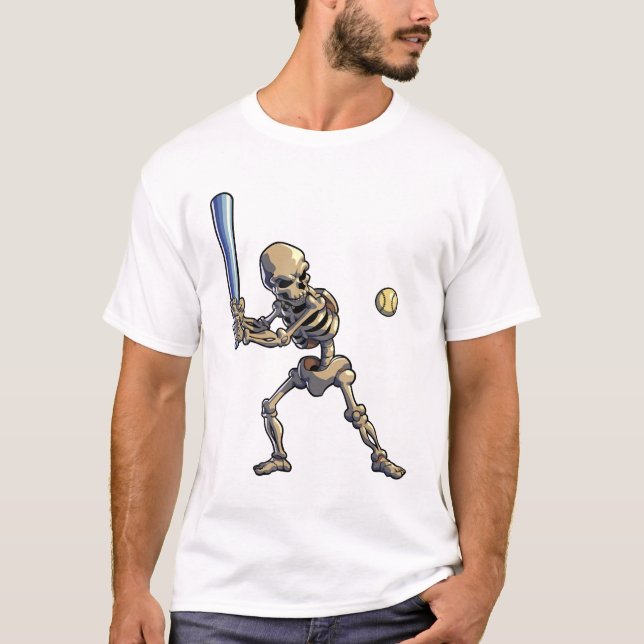 Baseball Skeleton Halloween T-Shirt (Front)