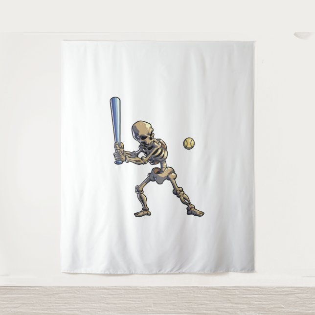 Baseball Skeleton Halloween Tapestry (Front)