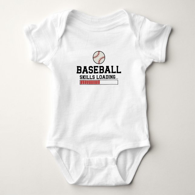 Baseball Skills Loading | Baseball Player Baby Bodysuit (Front)