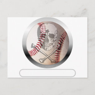 Baseball Skull and Crossbones Postcard