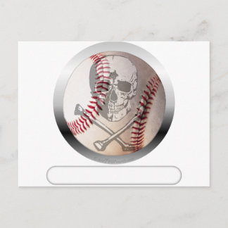 Baseball Skull and Crossbones Postcard