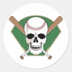 Baseball Skull Classic Round Sticker