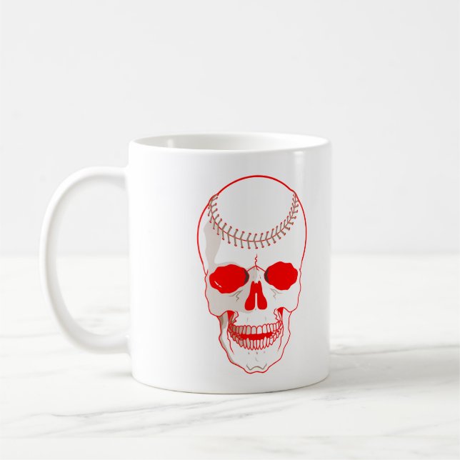 Baseball Skull Coffee Mug (Left)
