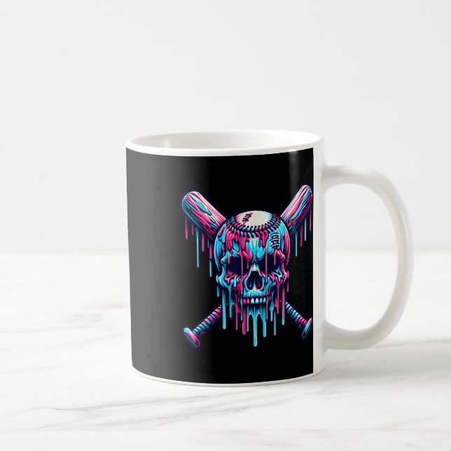 Baseball Skull Drip Baseball Drip Baseball Ice Cre Coffee Mug (Right)