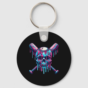Baseball Skull Drip Baseball Drip Baseball Ice Cre Key Ring