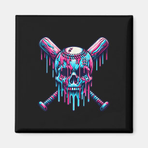 Baseball Skull Drip Baseball Drip Baseball Ice Cre Magnet