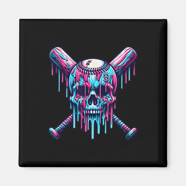 Baseball Skull Drip Baseball Drip Baseball Ice Cre Magnet (Front)