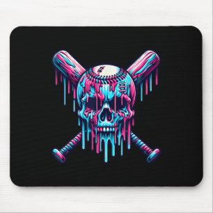 Baseball Skull Drip Baseball Drip Baseball Ice Cre Mouse Mat