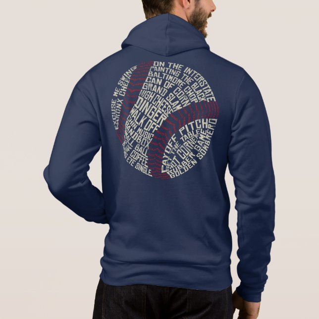 Baseball Slang Typography Text Art Hoodie (Back)