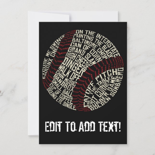 Baseball Slang Words Calligram (Front)