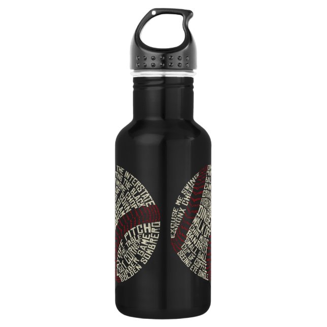 Baseball Slang Words Calligram 532 Ml Water Bottle (Front)