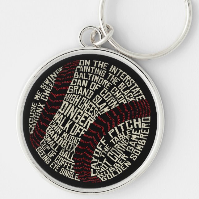 Baseball Slang Words Calligram Key Ring (Front)