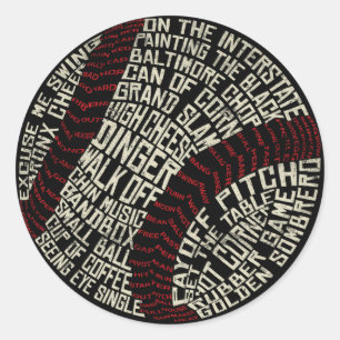Baseball Slang Words Word Art Classic Round Sticker