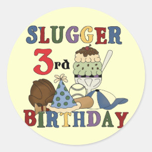 Baseball Slugger 3rd Birthday Tshirts Classic Round Sticker