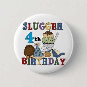 Baseball Slugger 4th Birthday 6 Cm Round Badge