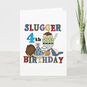 Baseball Slugger 4th Birthday Card